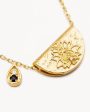 18k Gold Vermeil Lotus Birthstone Necklace - September - Sapphire Fashion