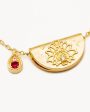 18k Gold Vermeil Lotus Birthstone Necklace - July - Ruby Online now