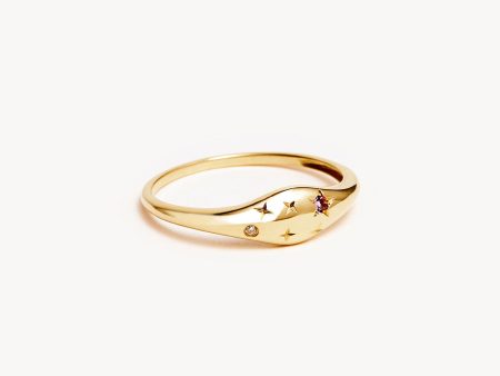 14k Solid Gold Lucky Starry Night Zodiac Diamond Ring - Aquarius Hot on Sale