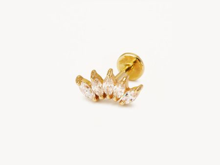 14k Solid Gold Eternal Lotus Crystal Cartilage Earring Online now