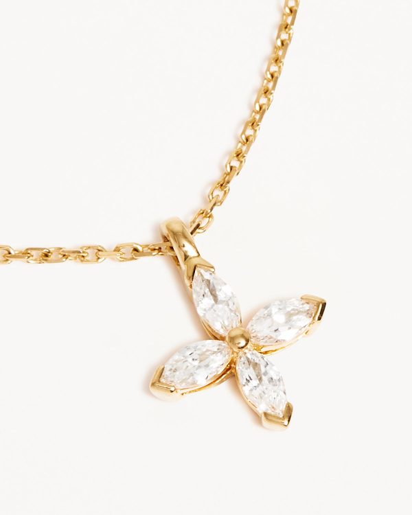 14k Solid Gold Blossom Lab-Grown Diamond Necklace Online Hot Sale