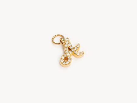 14k Solid Gold Forever Love Diamond Letter Hoop Earring Charm Online