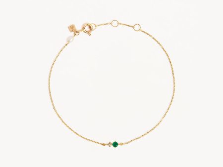 14k Solid Gold Magic Within Birthstone Diamond Bracelet - May - Emerald Online