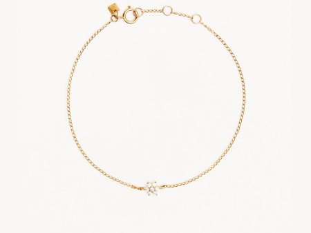 14k Solid Gold Crystal Lotus Flower Bracelet For Cheap