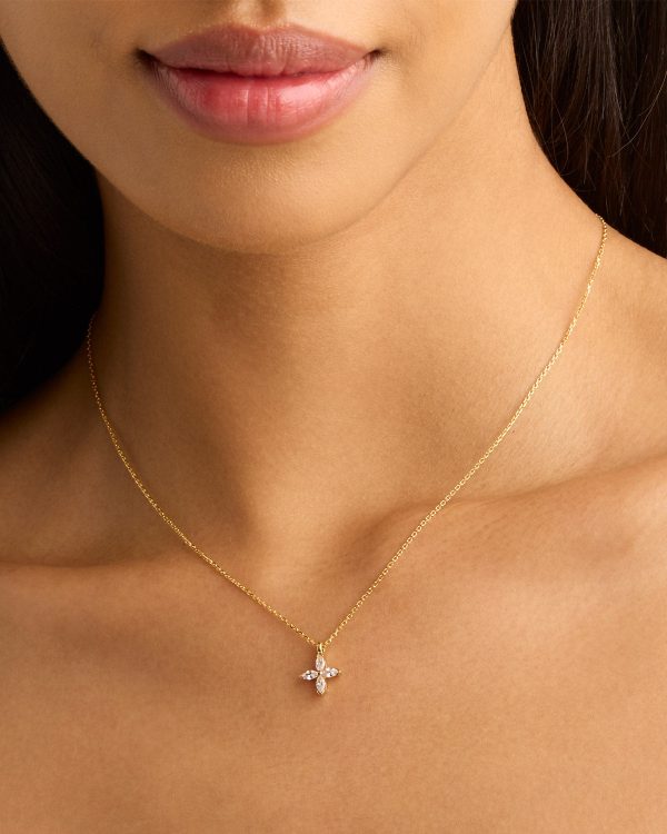 14k Solid Gold Blossom Lab-Grown Diamond Necklace Online Hot Sale