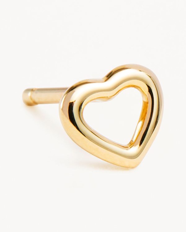 14k Solid Gold Pure Love Stud Earring For Cheap