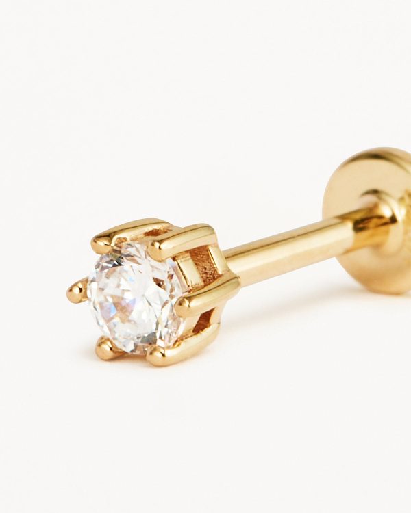 14k Solid Gold Crystal Cartilage Earring Online now