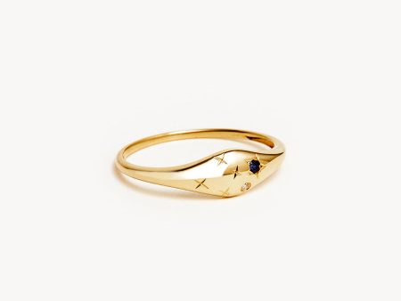 14k Solid Gold Lucky Starry Night Zodiac Diamond Ring - Virgo Hot on Sale