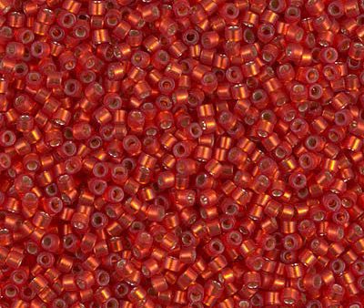 Miyuki Delica Bead 11 0 - DB0683 - Dyed Semi-Frosted Silver Lined Red Orange Online Sale