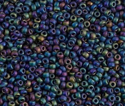 Miyuki 11 Round Seed Bead, 11-401FR, Matte Black AB Supply