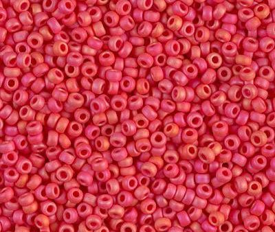 Miyuki 11 Round Seed Bead, 11-407FR, Matte Opaque Vermillion Red AB Online Hot Sale