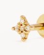 14k Solid Gold Diamond Sacred Cartilage Flatback Earring Fashion