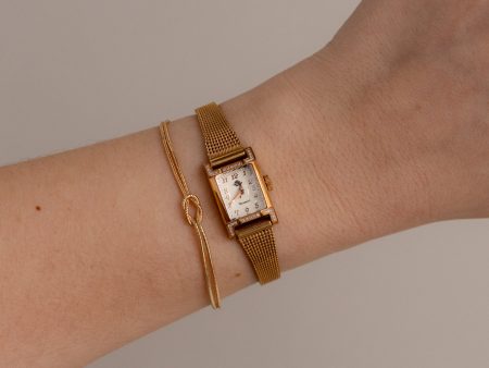 Vintage Swiss Rosemont Rectangular Rose Gold Watch For Sale