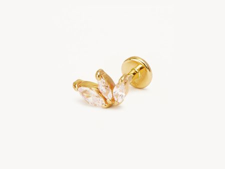 14k Solid Gold Blooming Lotus Crystal Cartilage Earring Online