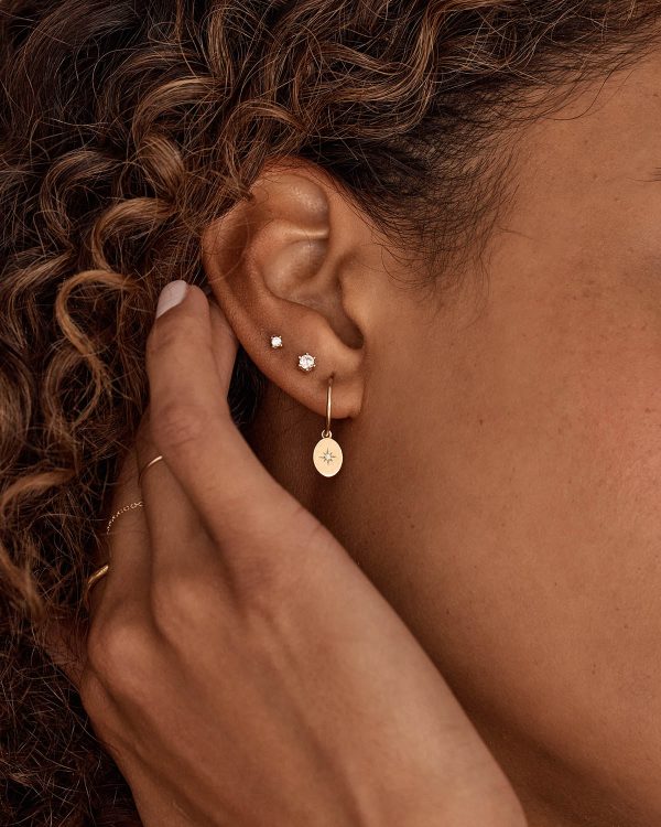 14k Solid Gold Crystal Cartilage Earring Online now