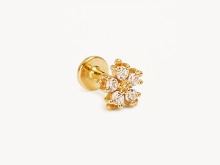 14k Solid Gold Snowflake Cartilage Earring Online now