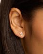 14k Solid Gold Blossom Lab-Grown Diamond Stud Earring Discount