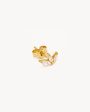 14k Solid Gold Blooming Lotus Crystal Stud Earring For Discount