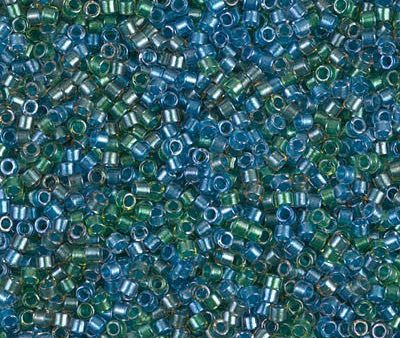 Miyuki Delica Bead 11 0 - DB0985 - Sparkling Lined Caribbean Mix (blue green) on Sale