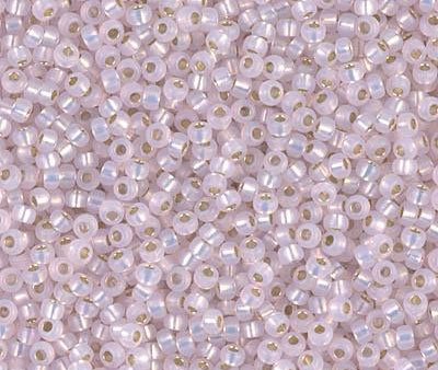 Miyuki 11 Round Seed Bead, 11-643, Dyed Pink Silver Lined Alabaster Supply