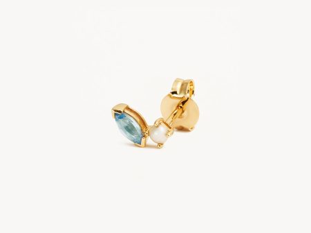 14k Solid Gold Into The Blue Stud Earring Online Sale