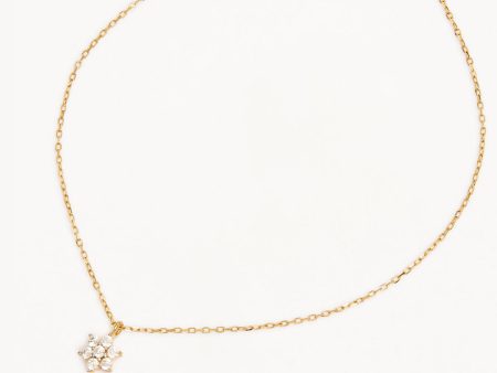 14k Solid Gold Crystal Lotus Flower Necklace For Discount