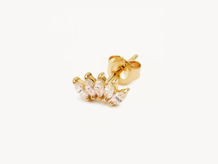 14k Solid Gold Eternal Lotus Crystal Stud Earring For Sale