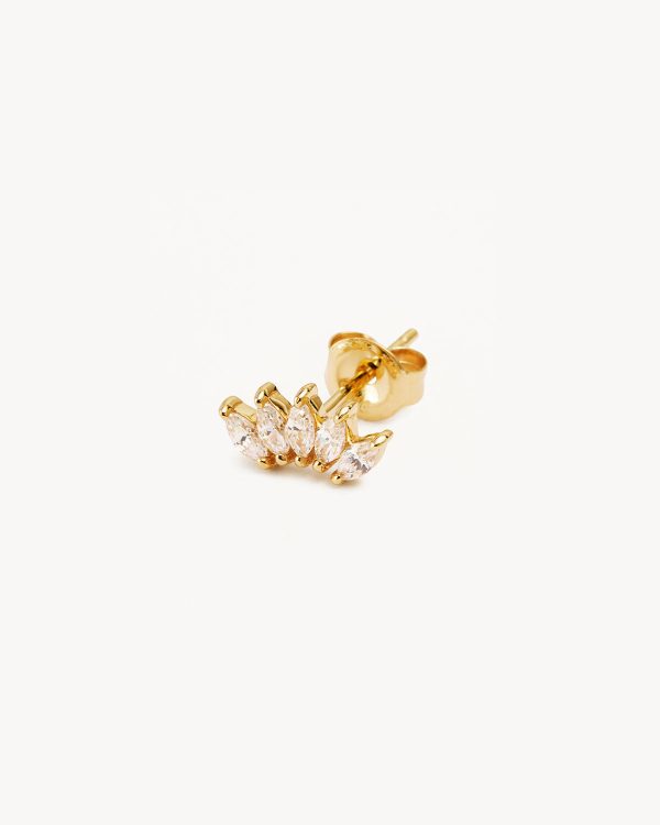 14k Solid Gold Eternal Lotus Crystal Stud Earring For Sale