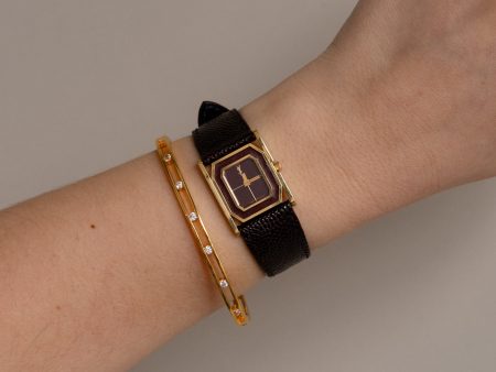 Vintage YSL Burgundy Square Gold Watch Sale