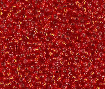 Miyuki 11 Round Seed Bead, 11-10, Silver Lined Flame Red For Sale