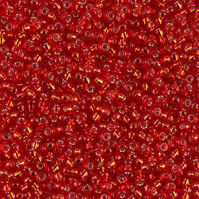 Miyuki 11 Round Seed Bead, 11-10, Silver Lined Flame Red For Sale