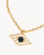 14k Solid Gold Evil Eye Necklace For Sale