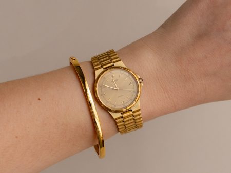 Vintage Nivada Quartz Bold Round Gold Watch Online Hot Sale