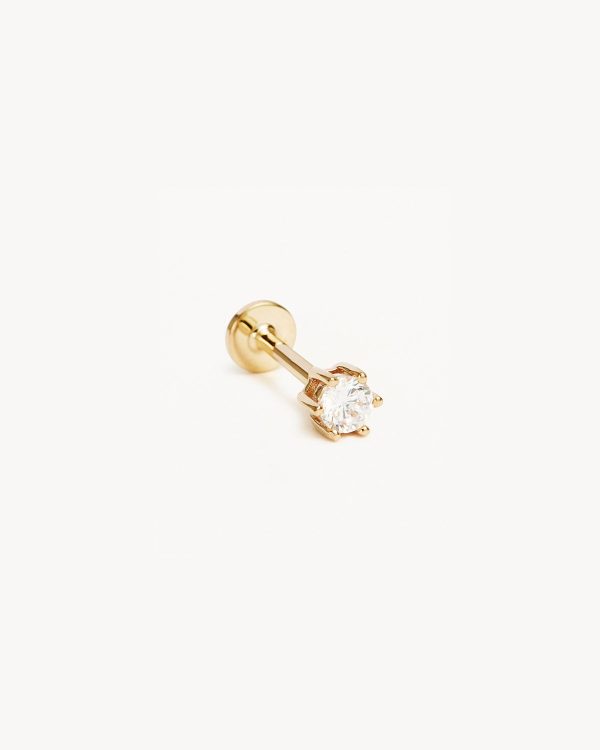 14k Solid Gold Crystal Cartilage Earring Online now