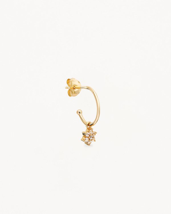 14k Solid Gold Crystal Lotus Flower Hoop Supply