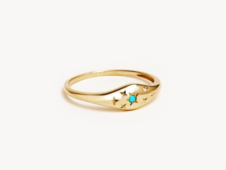 14k Solid Gold Lucky Starry Night Zodiac Diamond Ring - Sagittarius Fashion