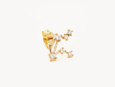 14k Solid Gold Starry Night Zodiac Constellation Diamond Earring - Libra For Discount