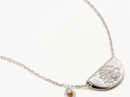 Sterling Silver Lotus Birthstone Necklace - November - Citrine Fashion