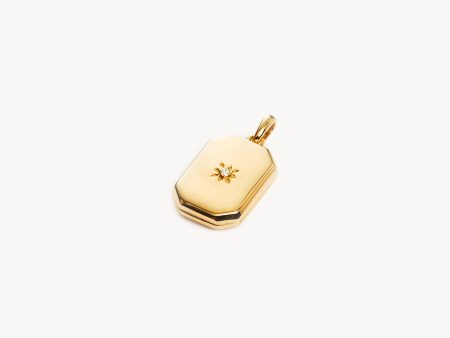 14k Solid Gold Rectangular Diamond Lotus Locket Pendant Discount