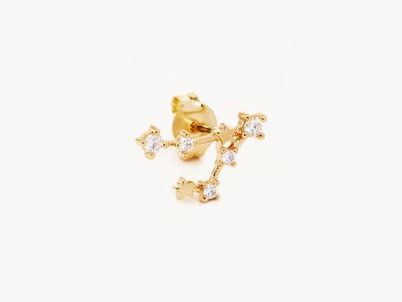 14k Solid Gold Starry Night Zodiac Constellation Diamond Earring - Pisces Supply