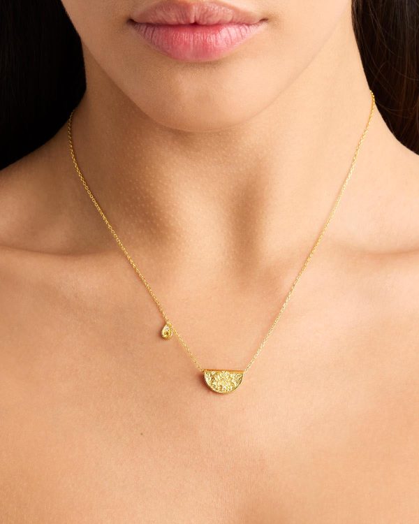 18k Gold Vermeil Lotus Birthstone Necklace - November - Citrine Cheap