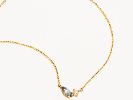 14k Solid Gold Into The Blue Necklace Fashion