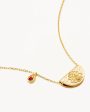 18k Gold Vermeil Lotus Birthstone Necklace - July - Ruby Online now