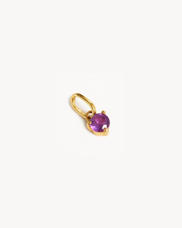 14k Solid Gold Always In My Heart Birthstone Necklace Pendant - February - Amethyst Online now