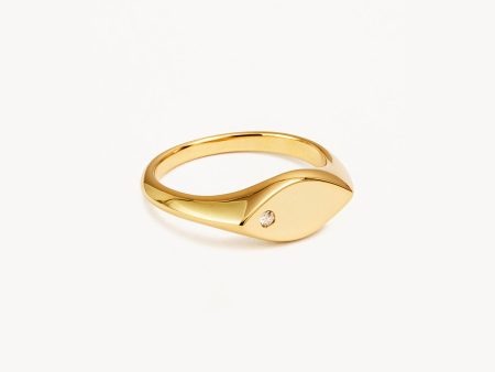 14k Solid Gold Petal Diamond Signet Ring For Cheap