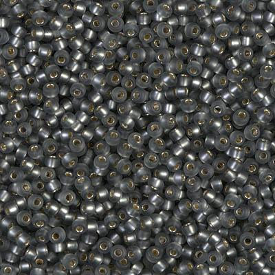 Miyuki 11 Round Seed Bead, 11-21F, Matte Silver Lined Gray Online Sale