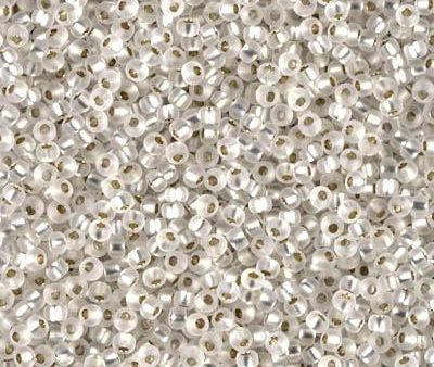 Miyuki 11 Round Seed Bead, 11-1F, Matte Silver Lined Crystal Discount