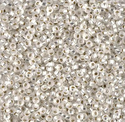 Miyuki 11 Round Seed Bead, 11-1F, Matte Silver Lined Crystal Discount