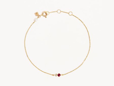 14k Solid Gold Magic Within Birthstone Diamond Bracelet - July - Ruby For Cheap