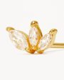 14k Solid Gold Blooming Lotus Crystal Stud Earring For Discount